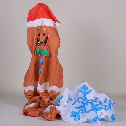 Lot of 7 Inflatable Costumes Snowflake & Gingerbread Missing Fans