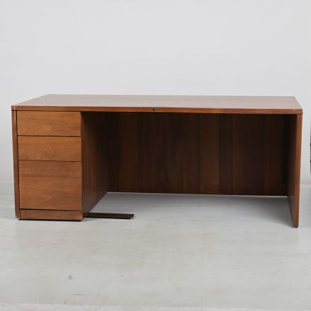 Vintage Steelcase Executive Desk Dark Wood Broken Lock 72"X36"X29.5"