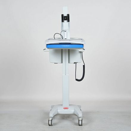 Rubbermaid 1854485 Medical Computer Cart White Lockable Keys not Included Single Monitor Mount
