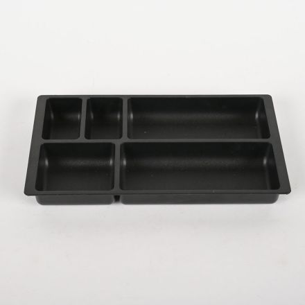 5-Section Black Plastic Desk Drawer Organizer Tray, 13" x 7.5"