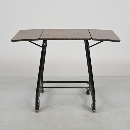 Vintage Folding Drop Leaf Utility Cart Table Laminate Top on Casters 38 x 20 x 27.5