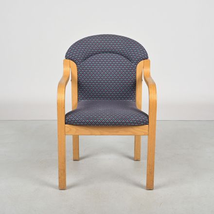 Vintage Lakeland Chair Multi-Color Fabric Guest/Conversation Chair with Wood Arms