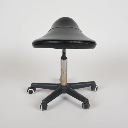 Damaged Master Massage Saddle Stool Rolling Adjustable Black Vinyl Medical