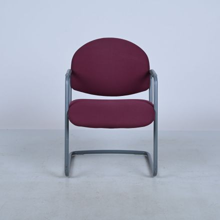 Steelcase Cantilever Conversation/Side Chair Burgundy Fabric with Arms