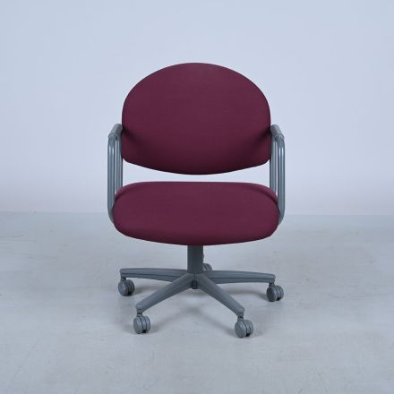 Steelcase 423612M Burgundy Fabric Task Office Chair Adjustable Arms Rolling Base