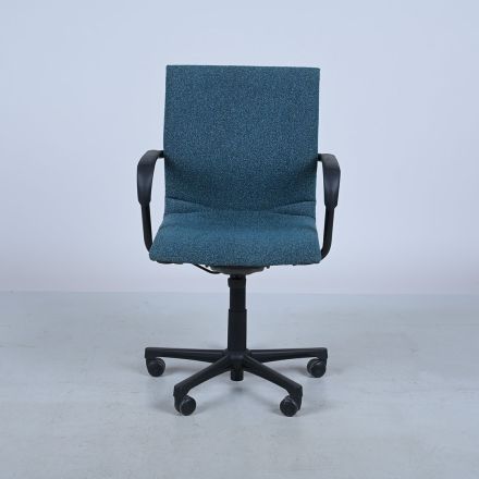 Steelcase Protege Office Chair Teal Fabric Adjustable with Arms with Wheels