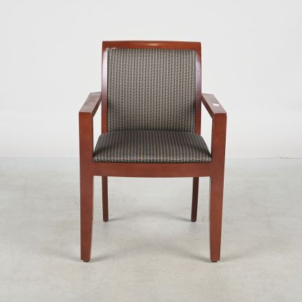 Steelcase Guest Chair, Cherry Wood, Pattern Fabric, Arms, Model 0205