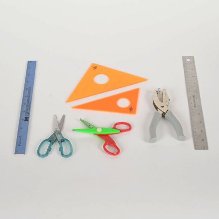Mixed Lot of Classroom Supplies Rulers Scissors & Triangle Tools