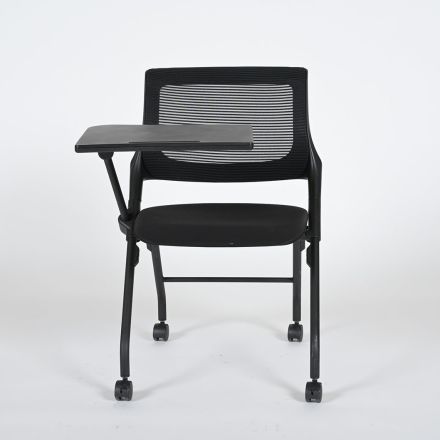 Learniture NOR-SYS3031-SO Tablet Arm Training Chair Black Mesh with Wheels