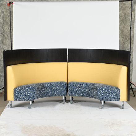 2 Piece Curved Sectional Sofa, Multi Color Fabric, Seats Up to 6