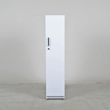 Steelcase Single Tier Wardrobe Locker White Laminate With Key 12"x25"x54.5"