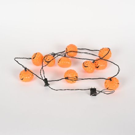 Jack O' Lantern Pumpkin String Lights Orange Plastic Indoor 10 Light Set
