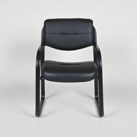Norstar Guest Chair, Black Vinyl, Black Metal Frame, Arms
