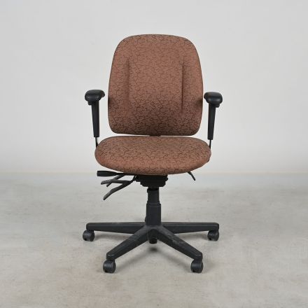 Global Upholstery Co. Office Chair, Brown Pattern Fabric, Adjustable, Ergonomic, With Arms & Wheels