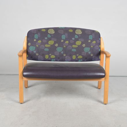 2 Seat Reception Loveseat Purple Vinyl & Fabric Wood Frame 40"