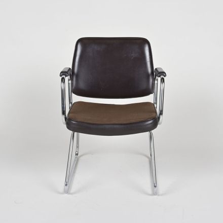 Vintage Superior Chaircraft Guest Chair, Brown Vinyl, with Arms