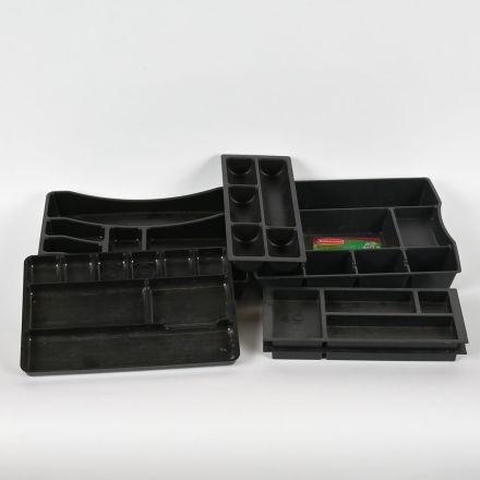 Mixed Lot of 6 Black Plastic Office Desk Organizer Pencil Trays