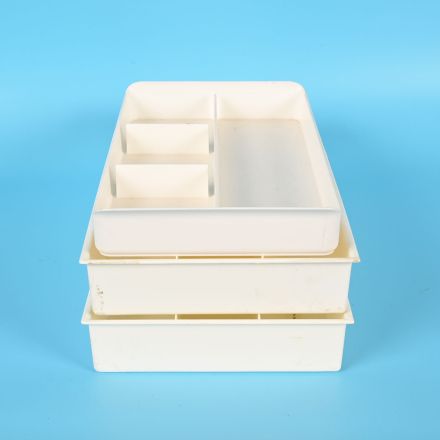 Mixed Lot of 3 White Plastic Office Desk Organizer Pencil Trays