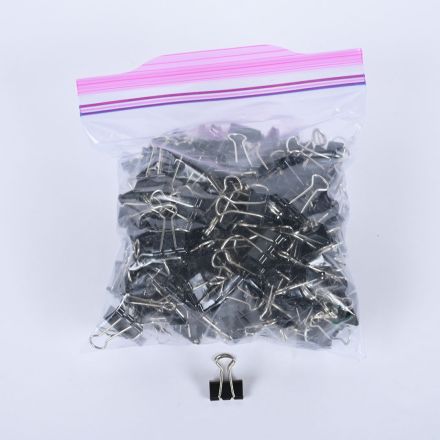 Mixed Lot of Mini Black Binder Clips, Bagged
