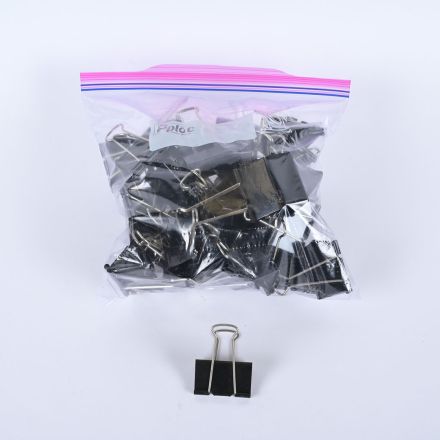 Mixed Lot of Large Black Binder Clips, Bagged