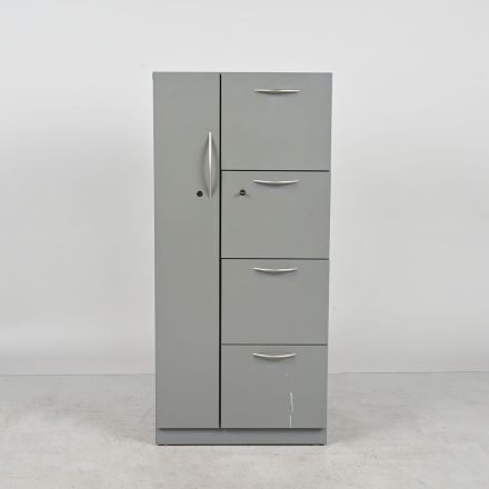 Steelcase 4 Drawer File Cabinet & Storage (Left) Locker Gray Metal Locking 24"x25"x52"