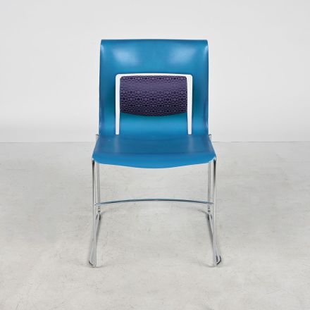 Stylex Rhythm Stacking Guest Chair Teal Plastic & Plum Fabric Sled Base