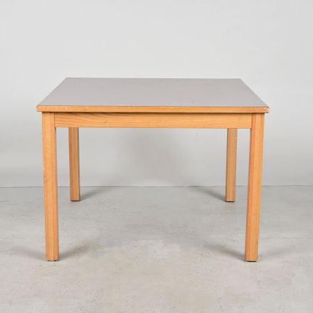 Dining Table, Gray Laminate & Medium Wood Colored Frame, Square, 42" x 42" x 30.5"