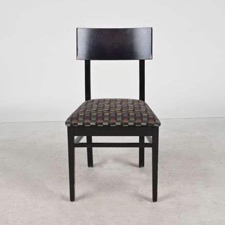 Shafer Dining Chair, Black Wood Frame, Patterned Fabric Seat