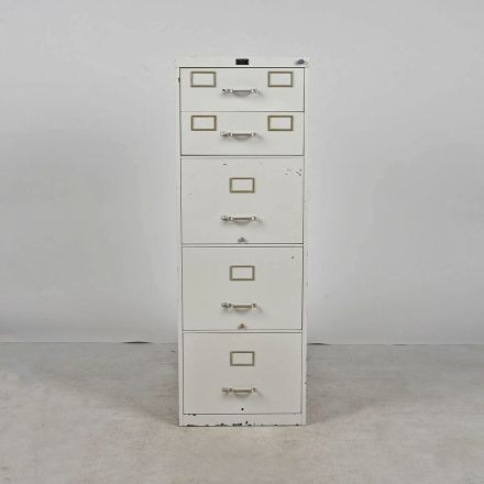 Vintage General Fireproofing Co. Fireproof 5-Drawer Legal File Cabinet, Locking, Beige, 18.5" X 28.5" X 53"