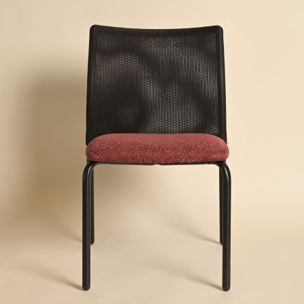 Steelcase Jersey Stacking Chair, Burgundy Pattern Fabric, No Arms
