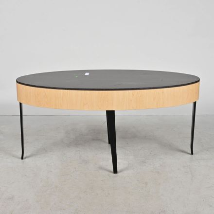 Integra Tria Oval Corian-Top Table, Maple Finish, Black Base, 48" x 22"