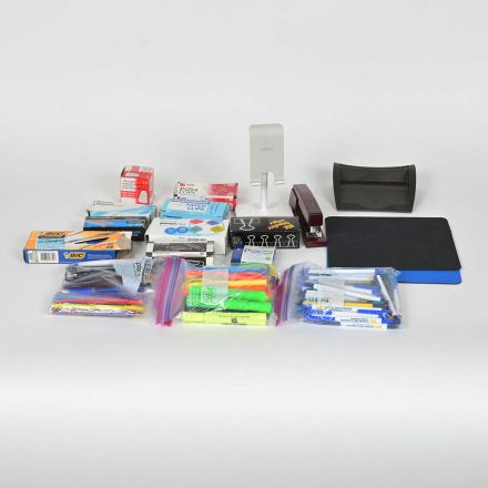 Lot of Various Office Supplies - Pens, Highlighters, Stapler, Clips & Push Pins