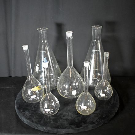 Seven (7) Various Glass Flasks