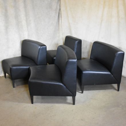 Four (4) Steelcase 451-3730FI Black Vinyl Accent Chairs