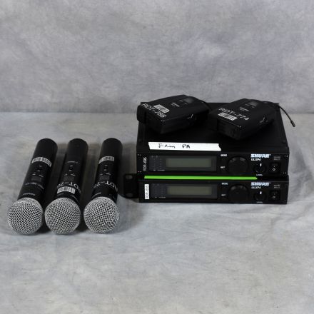 Two (2) Shure ULXP4 Single Receivers with Three (3) Wireless Microphone & Two (2) Bodypack Transmitters