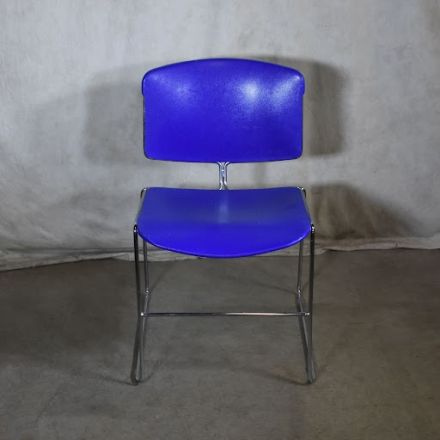 Steelcase Max-Stkr Stacking Chair Blue Plastic No Arms